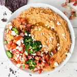 #ad Instant Pot Taco Hummus. Ultra creamy hummus loaded with canary beans, taco seasonings, and lime juice. Made quick and easy in your Instant Pot! showmetheyummy.com Made in partnership w/ @nutsdotcom
