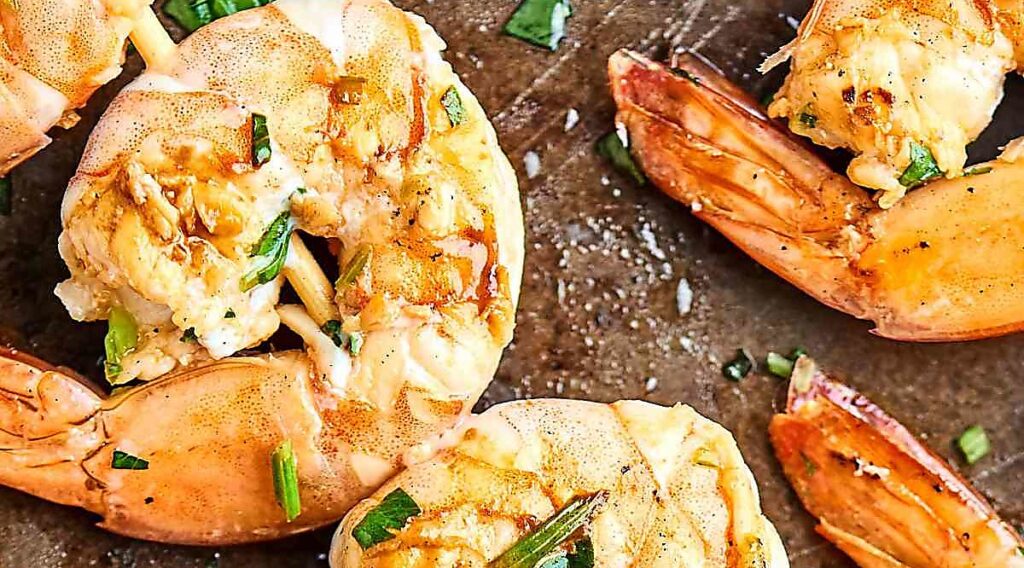 Grilled Shrimp Skewers Recipe - with Avocado Pesto
