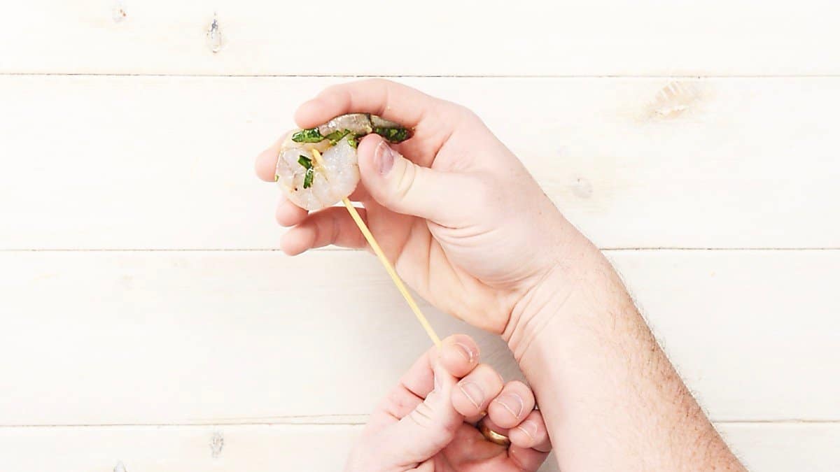 Grilled Shrimp Skewers Recipe - with Avocado Pesto