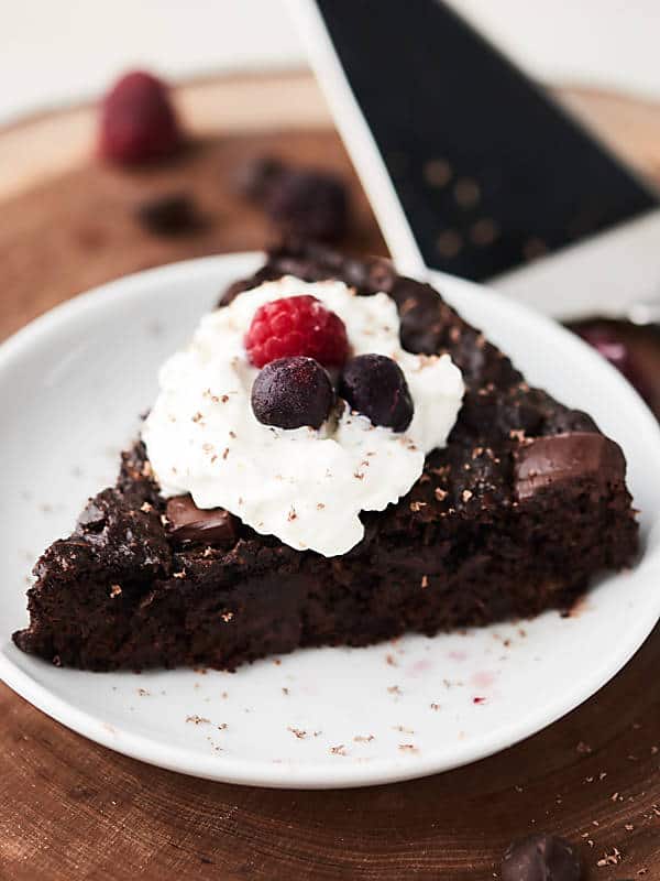 Slice of healthy zucchini cake on plate