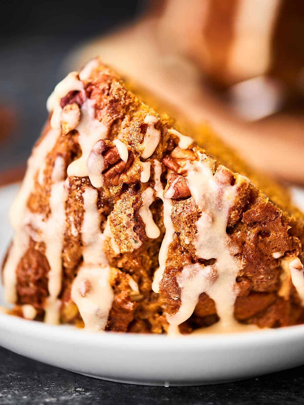 Easy Pumpkin Coffee Cake Recipe w/ Spice Cake Mix, Pecans, Icing