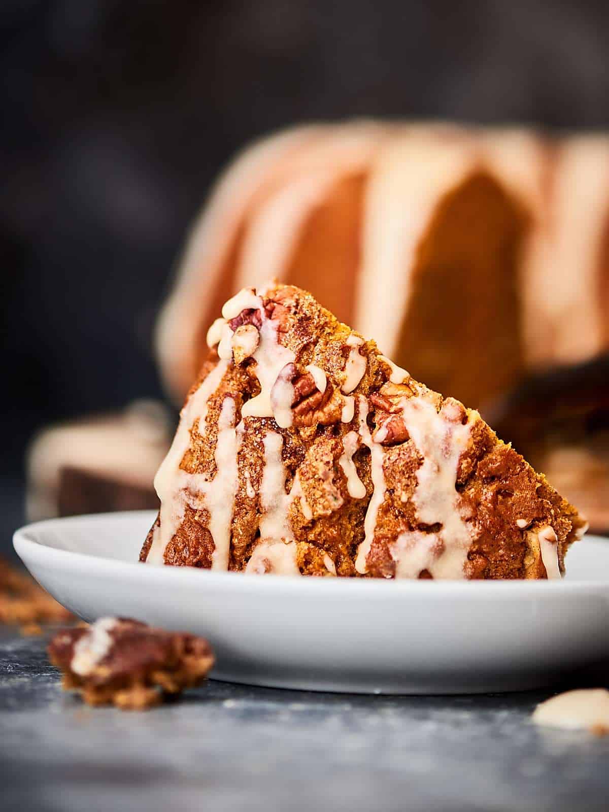 Easy Pumpkin Coffee Cake Recipe w/ Spice Cake Mix, Pecans, Icing