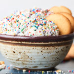 bowl of funfetti dip with nilla wafers