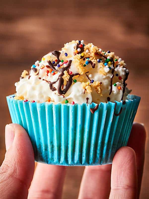 skinny ice cream cupcake held