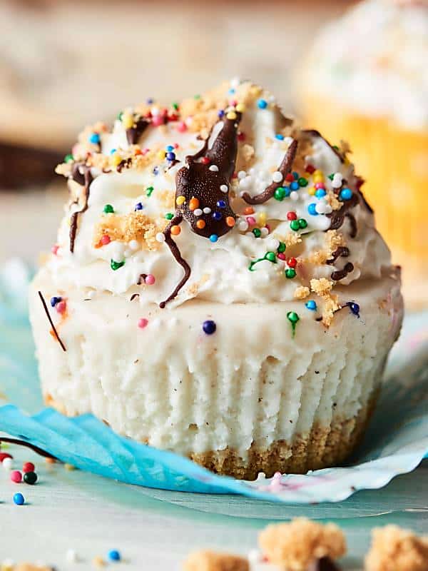closeup of ice cream cupcake