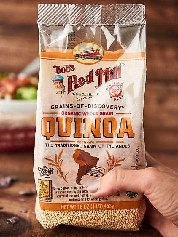 package of quinoa held