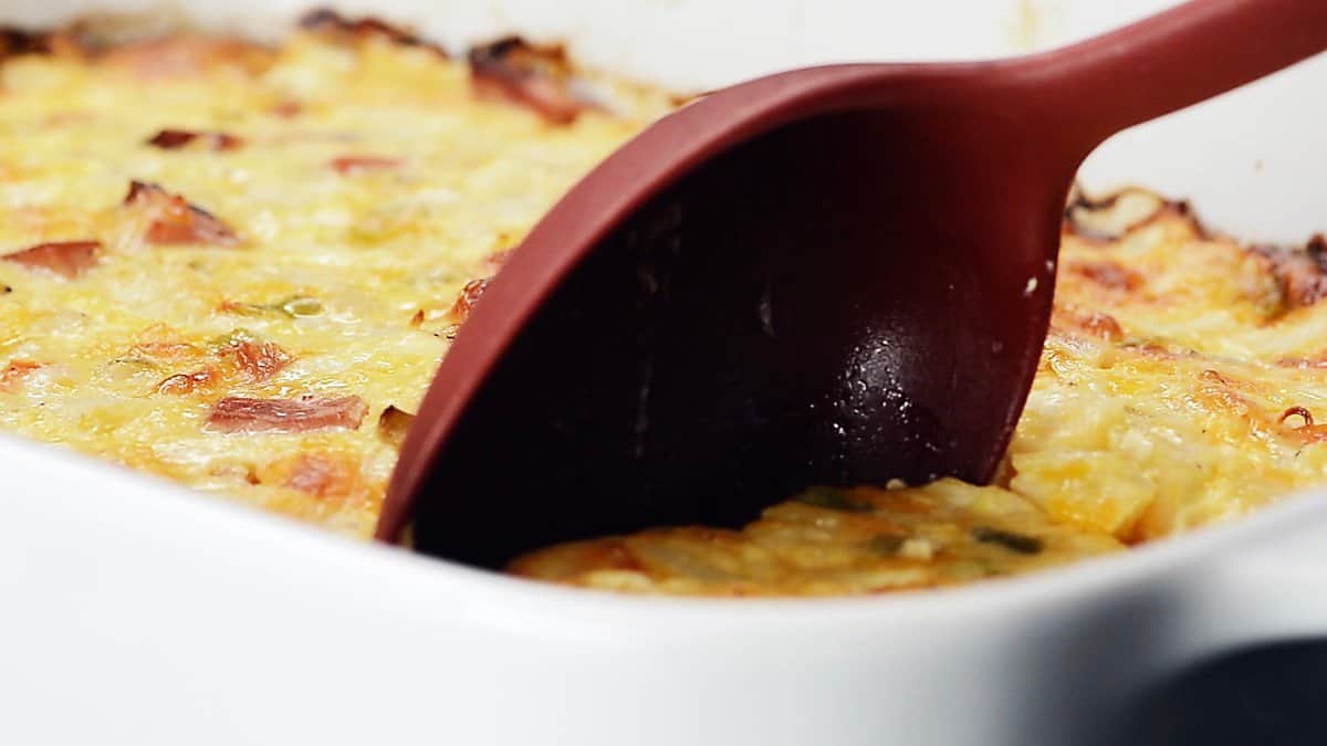 Ham and Cheese Breakfast Casserole Recipe with Potatoes O'Brien!