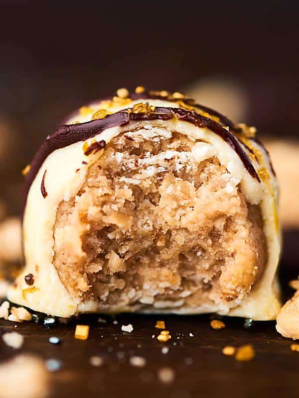 granola truffle with bite out