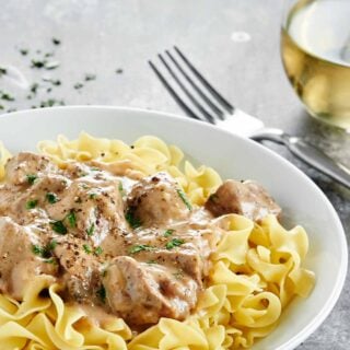 Love beef stroganoff? You’ll love my Slow Cooker Beef Stroganoff! It’s made in the crockpot, has no "cream of x" soup, & uses my blend of spices! showmetheyummy.com #slowcooker #beefstroganoff