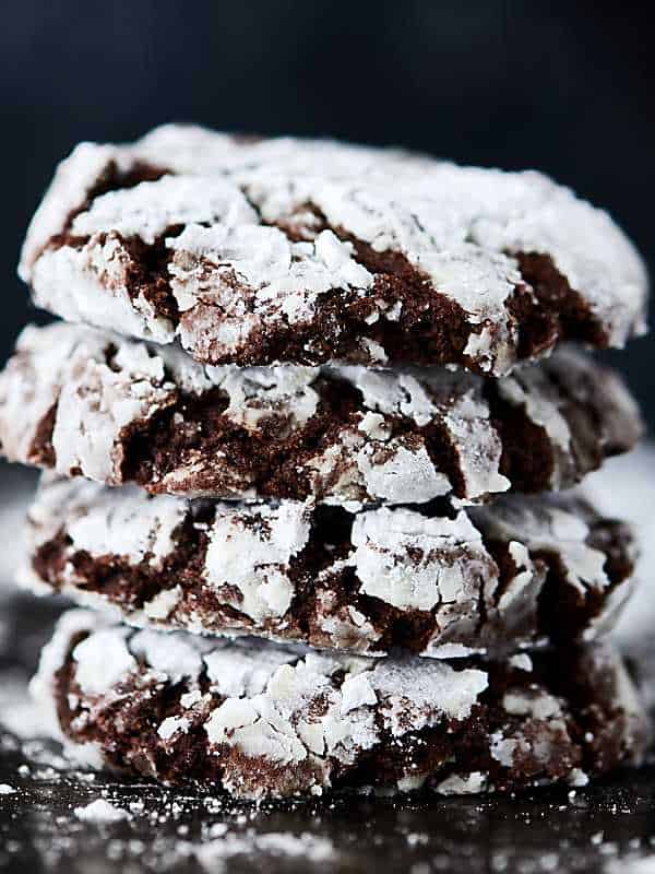 Four crinkle cookies stacked