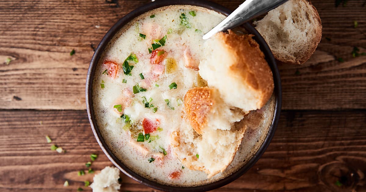 Crockpot Potato Soup Recipe - w/ Frozen Hash Browns, Bacon, Ham