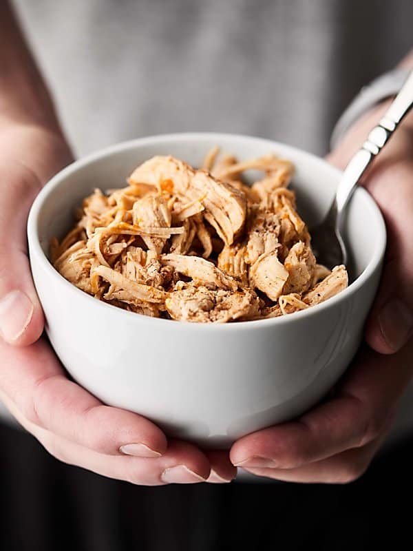 The easiest pulled chicken ever thanks to the instant pot. Cover