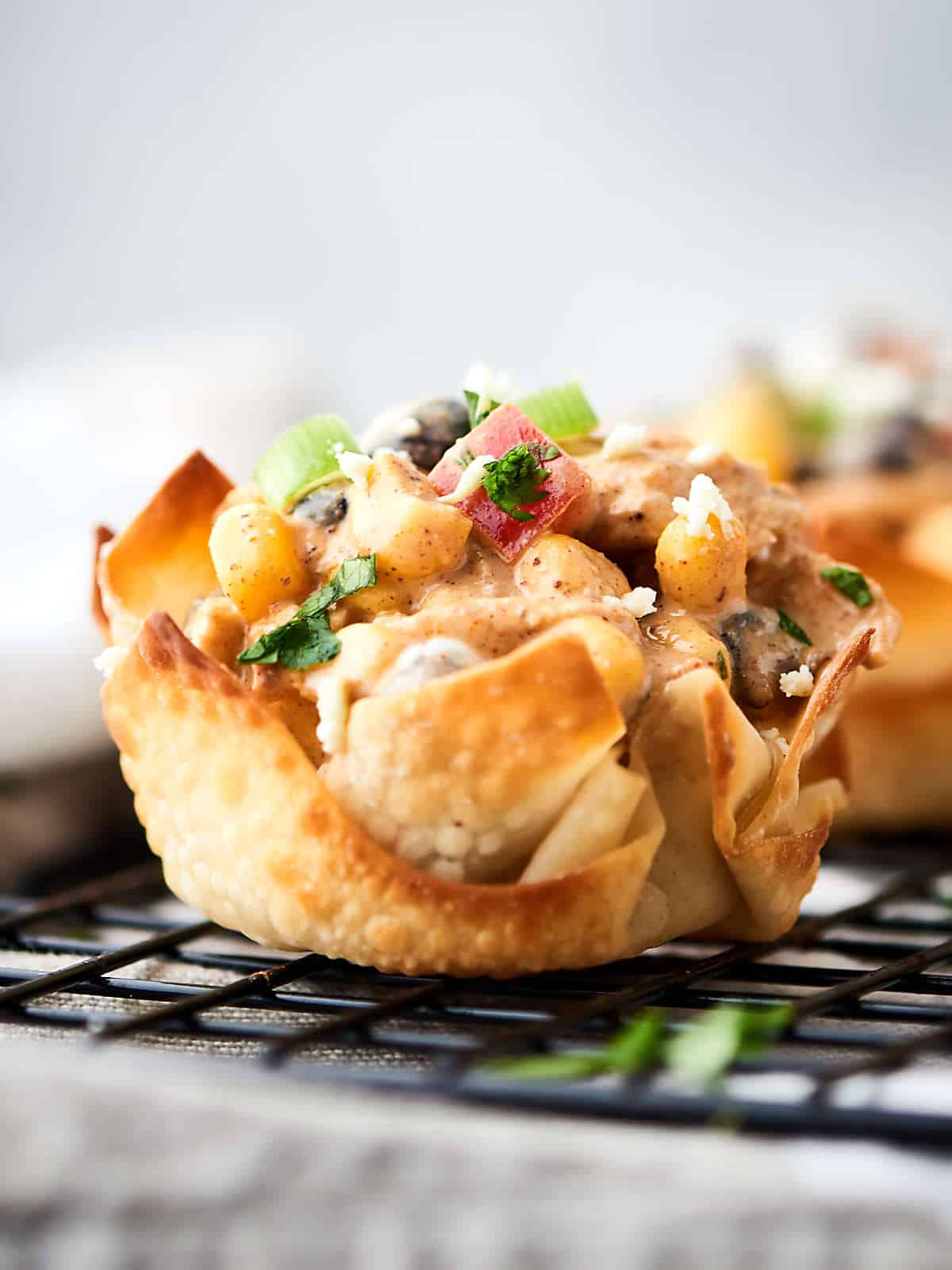 Southwestern Chicken Salad Cups Recipe w/ Baked Wonton Cups