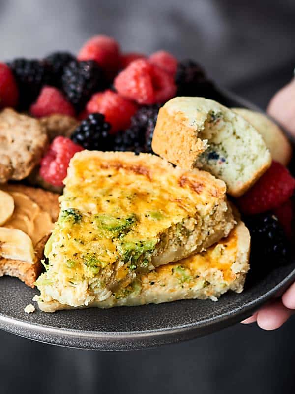 plate of brunch foods held