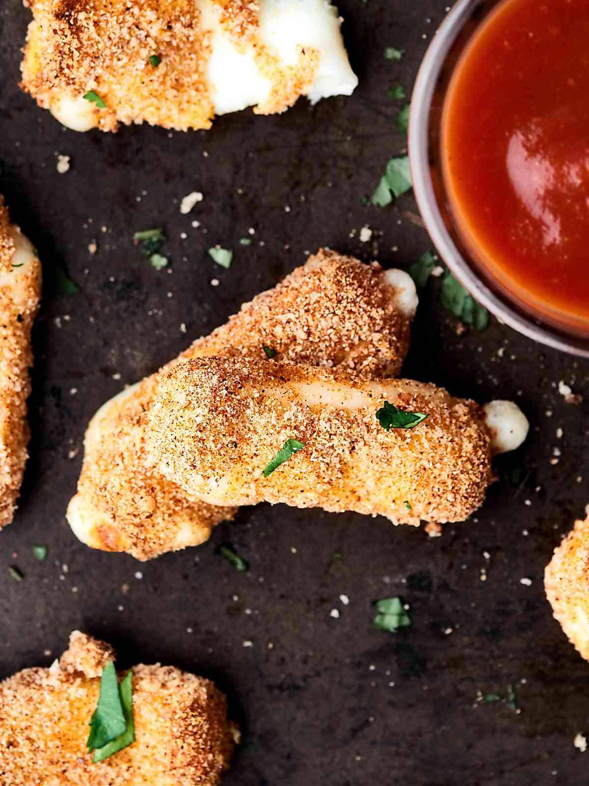 Air Fryer Mozzarella Sticks Recipe w/ Skim String Cheese, Wheat Flour