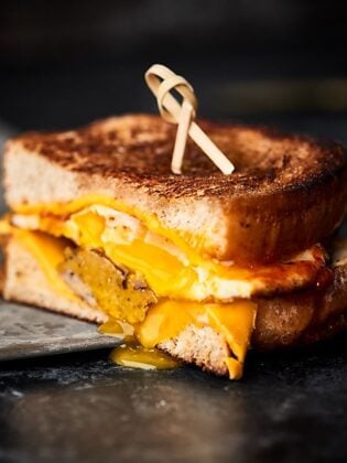 Breakfast Grilled Cheese Recipe - w/ American Cheese, Egg & Sausage