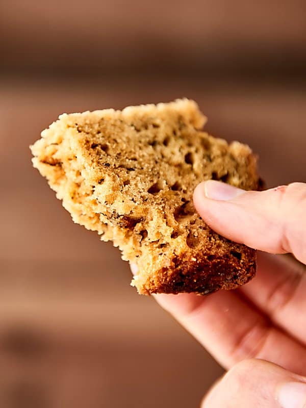 piece of banana bread held