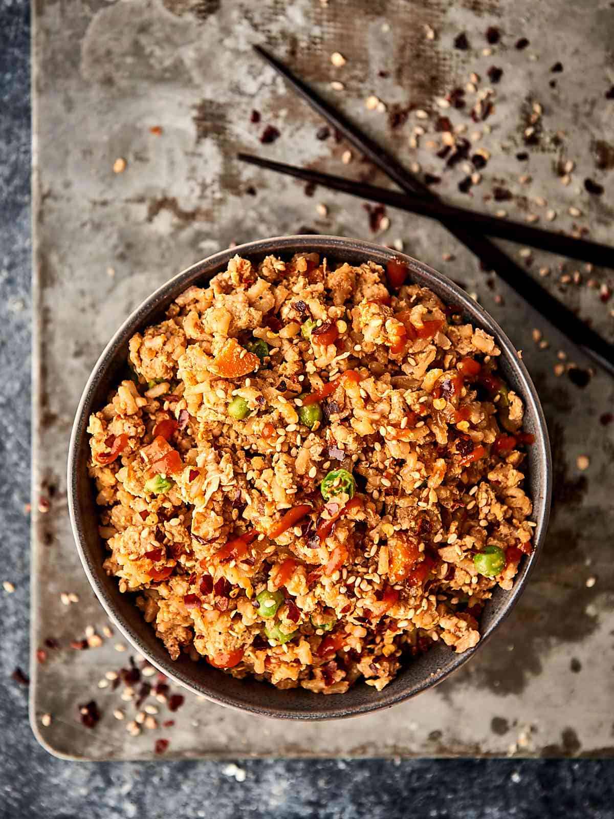 ground-turkey-fried-rice-recipe-w-brown-rice-15-min-healthy-dinner