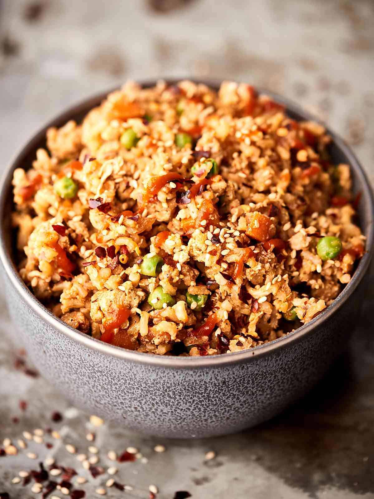 Ground Turkey Fried Rice Recipe - w/ Brown Rice, 15 Min Healthy Dinner