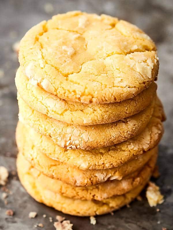lemon crinkle cookies stacked