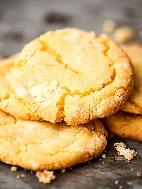 lemon crinkle cookies stacked