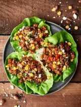 These turkey tacos are super easy, healthy, and delicious! Full of extra lean ground turkey, onion, bell peppers, and spices: chili powder, smoked paprika, cumin, garlic powder, salt, pepper! Perfect for meal prep. Less than 200 calories per serving! showmetheyummy.com #tacos #healthy