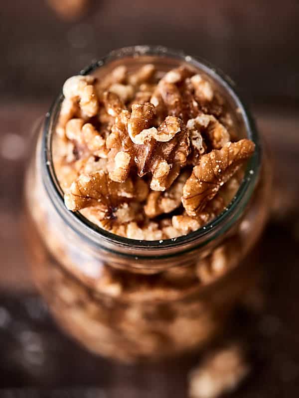 jar of walnuts above