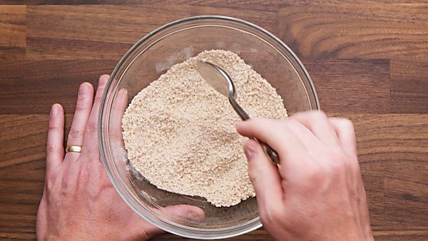 Breading in mixing bowl