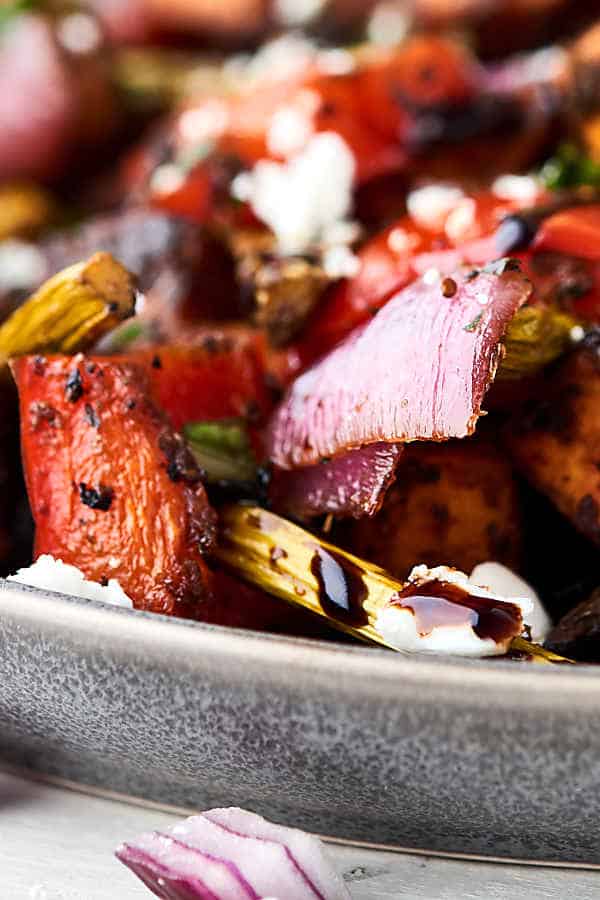 closeup of roasted veggies