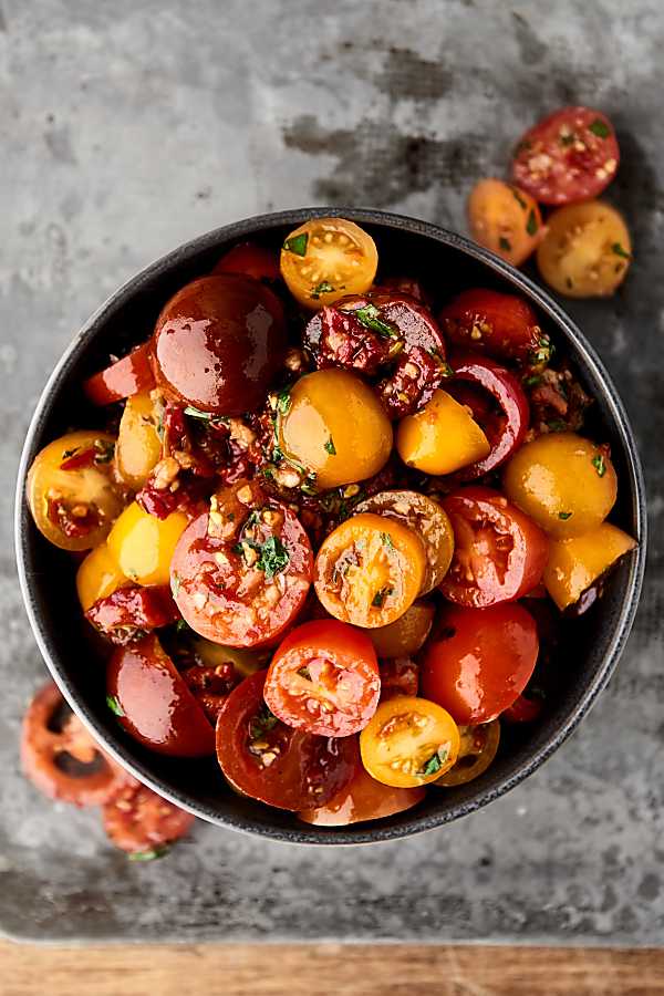 bowl of grape tomatoes above