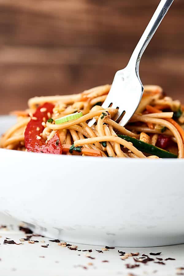 fork in pasta salad