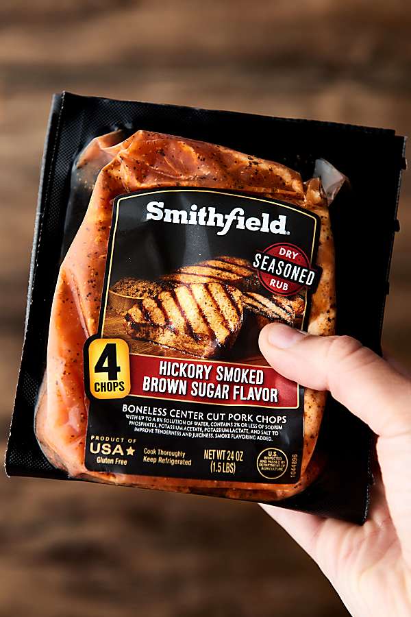 hickory smoked brown sugar pork chops package held