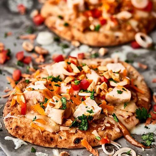 Chicken Naan Pizza Recipe w/ Homemade Alfredo Sauce
