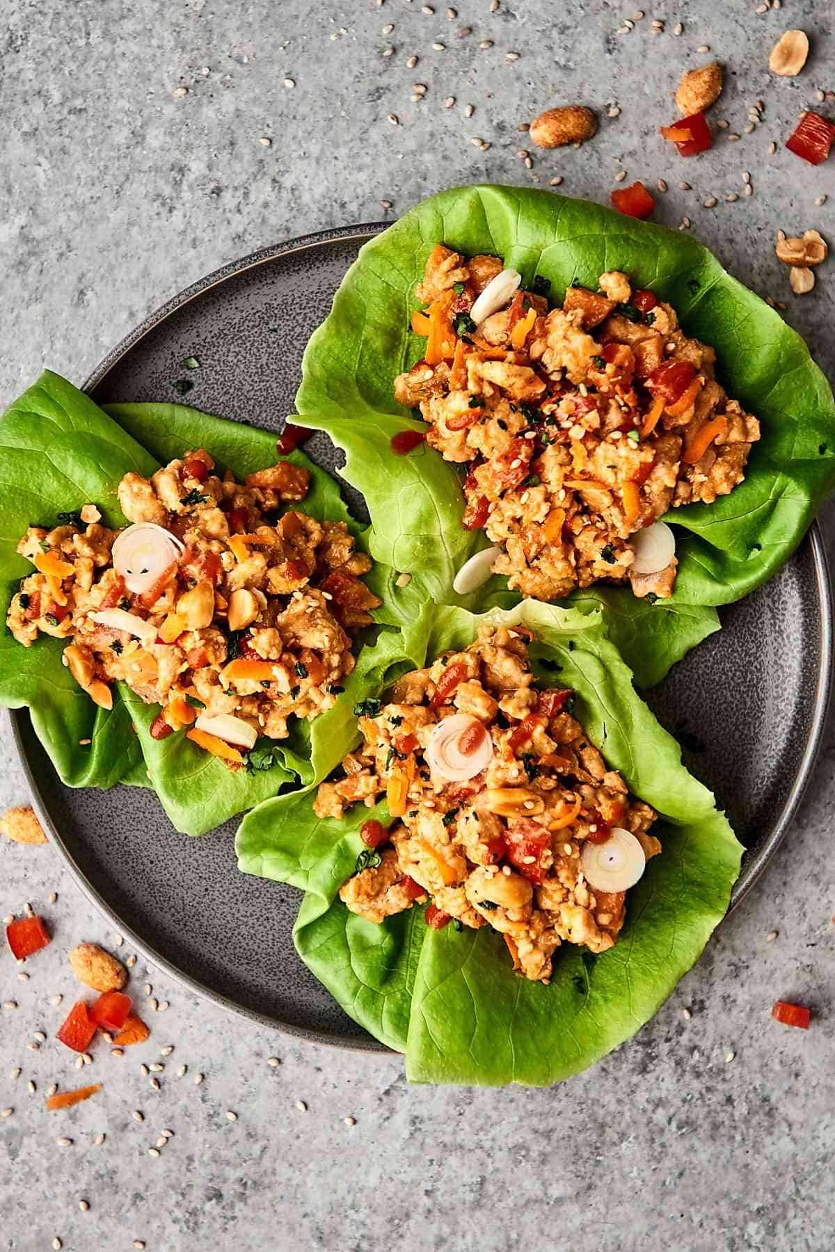 Thai Peanut Chicken Lettuce Wraps Recipe - 30 Minute Healthy Dinner