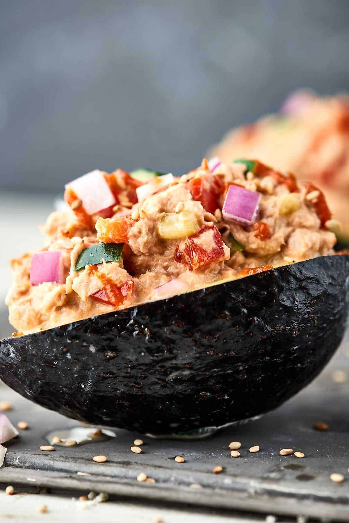 Spicy Tuna Roll Stuffed Avocados Recipe Show Me the Yummy