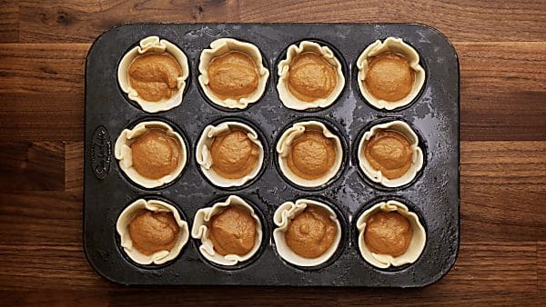 pie filling in muffin tin