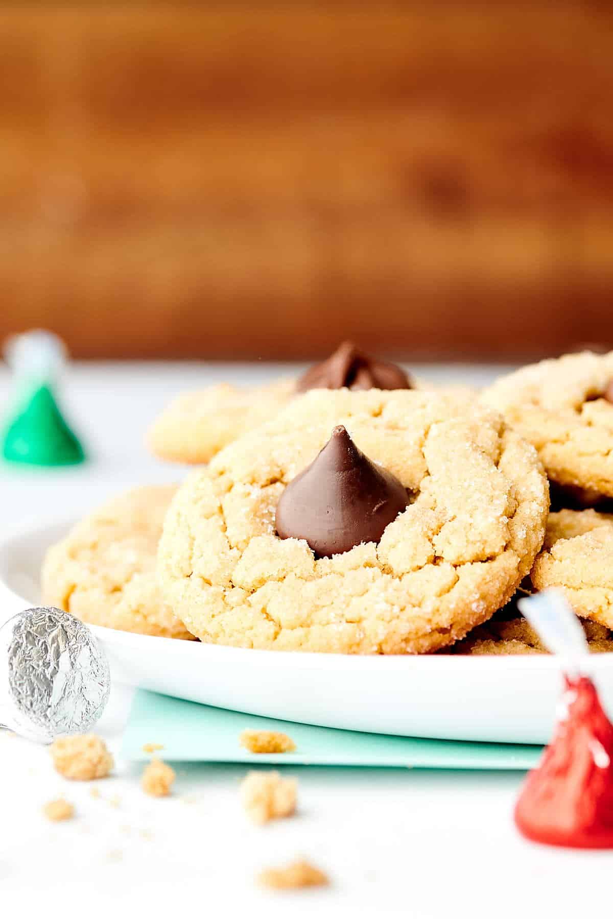 Easy Peanut Butter Blossoms Recipe with Milk Chocolate Kisses or Stars