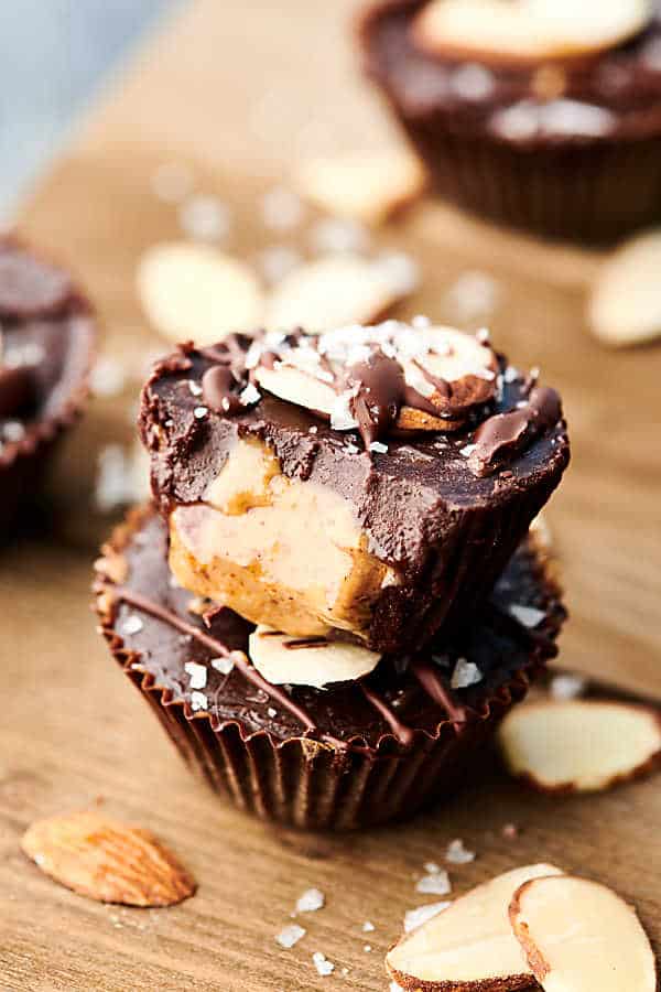 2 almond butter cups stacked