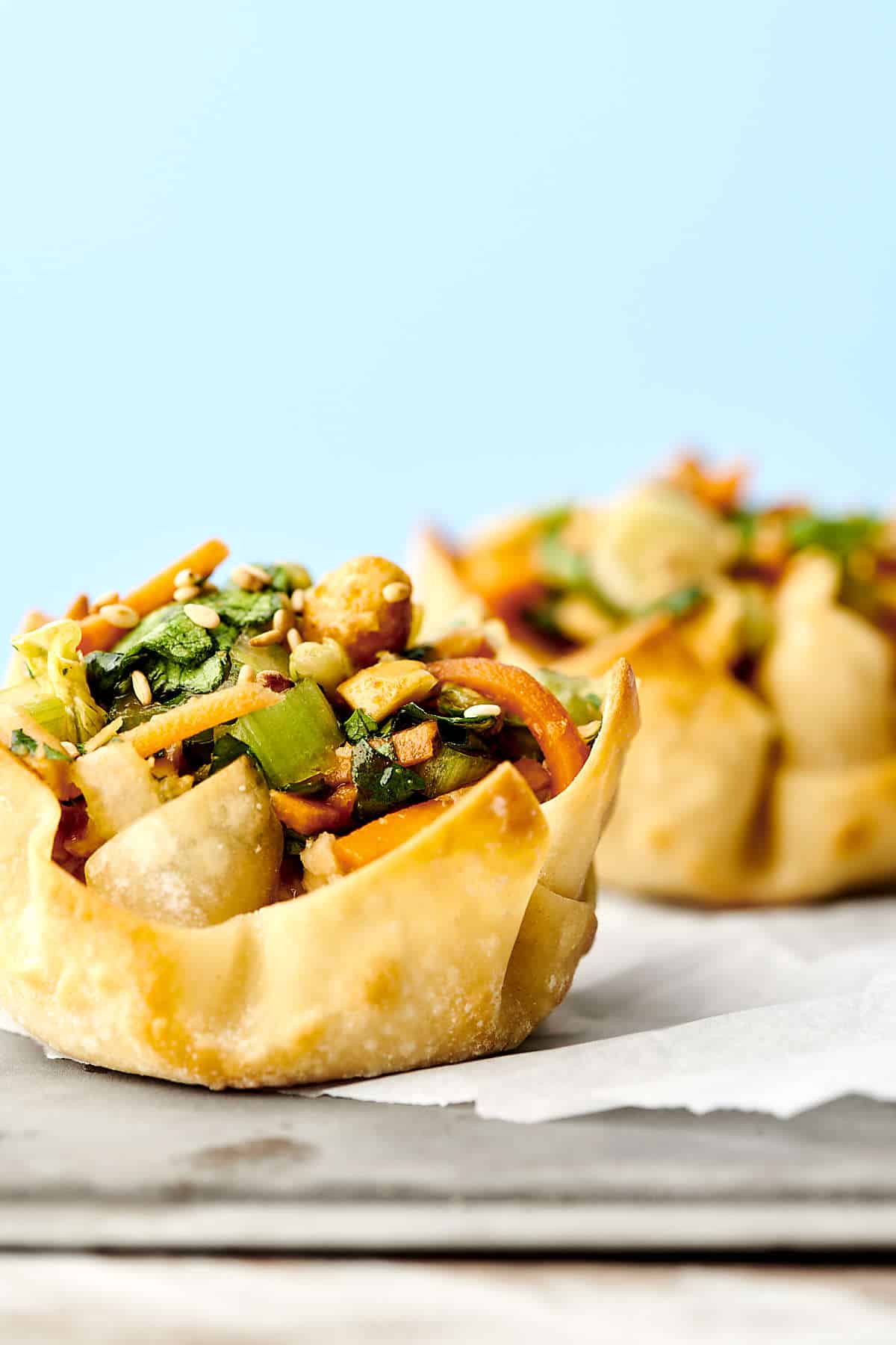 Chinese Chicken Salad Wonton Cups Recipe - Less than 200 calories!