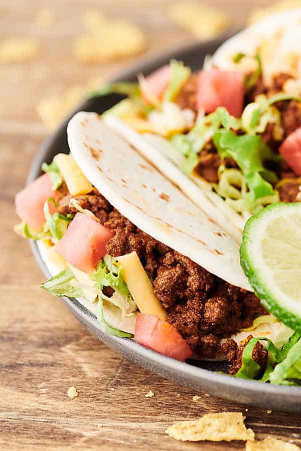 Ground Beef Tacos on Plate