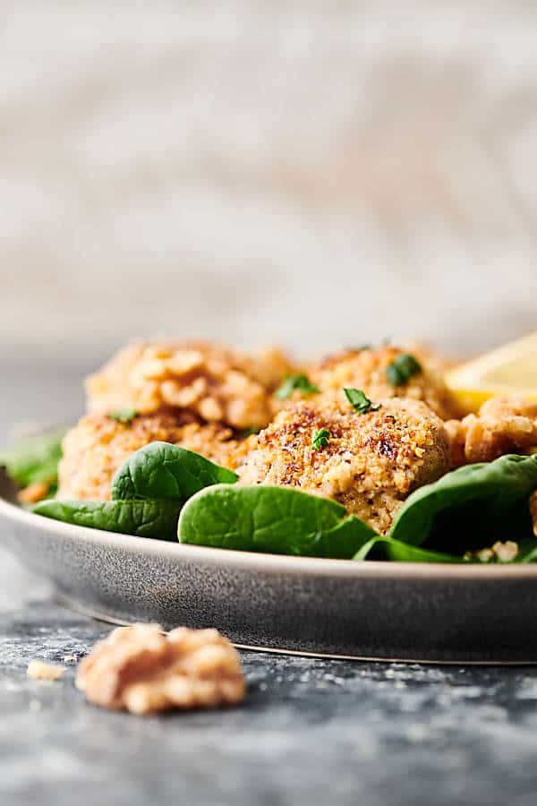 walnut baked scallops on plate