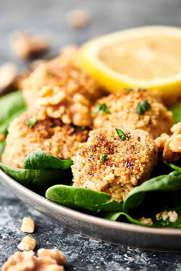 plate of walnut baked scallops