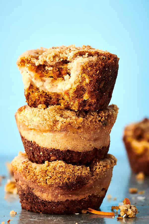 3 carrot cake muffins stacked