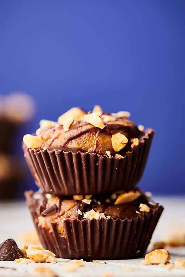 two peanut butter cups stacked