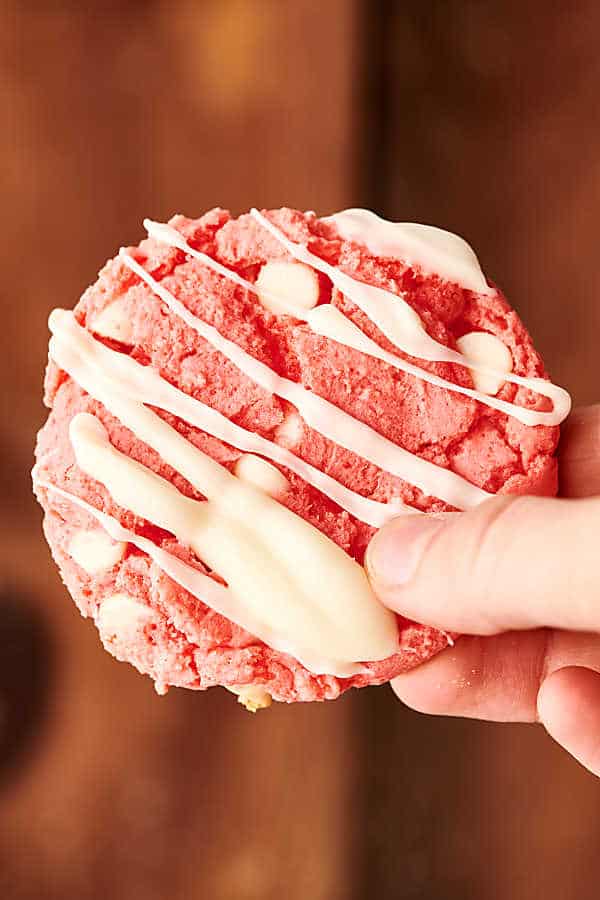 strawberry cake mix cookie held