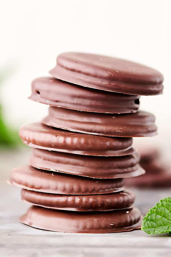 thin mint cookies stacked