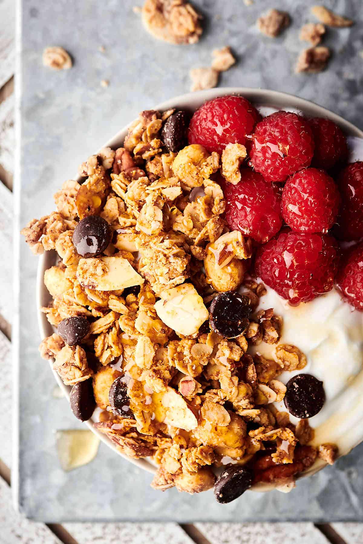 Almond Butter Granola Recipe - w/ Dark Chocolate Chips