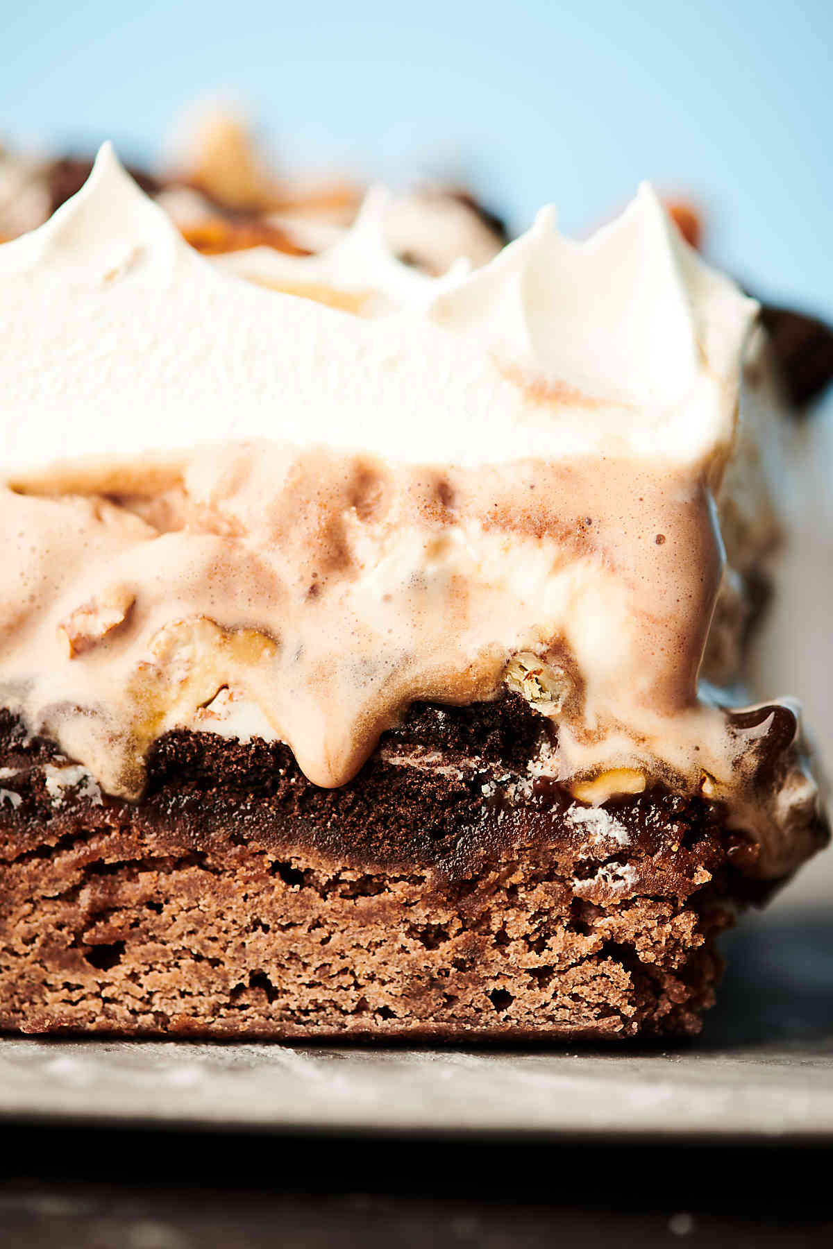 Caramel Fudge Brownie Ice Cream Cake w/ Pecans & Oreos
