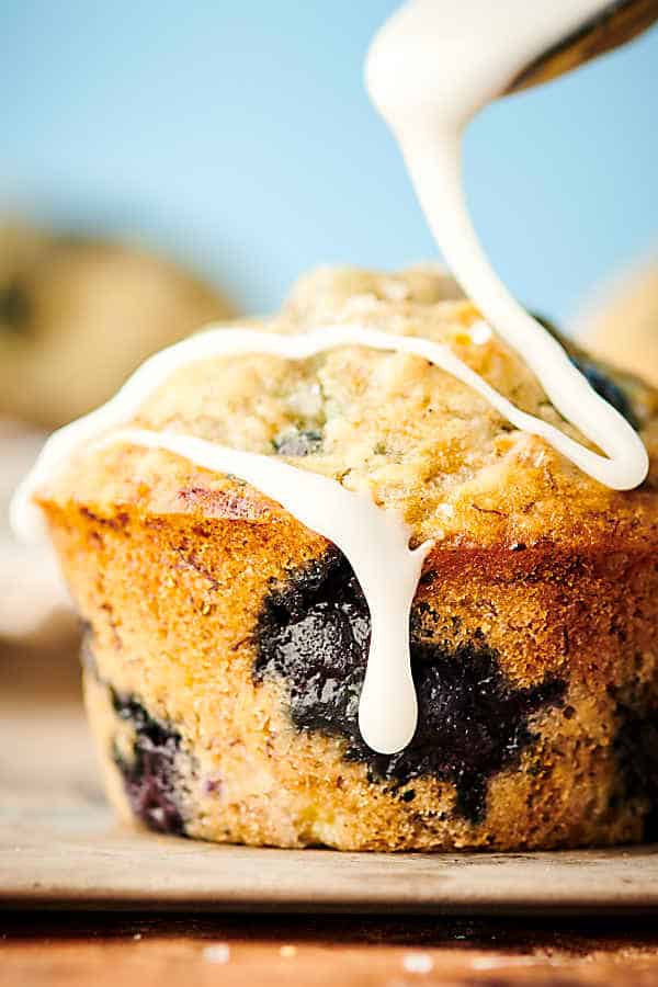 vegan blueberry muffins with glaze 