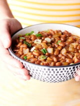 BBQ Baked Beans yellow background